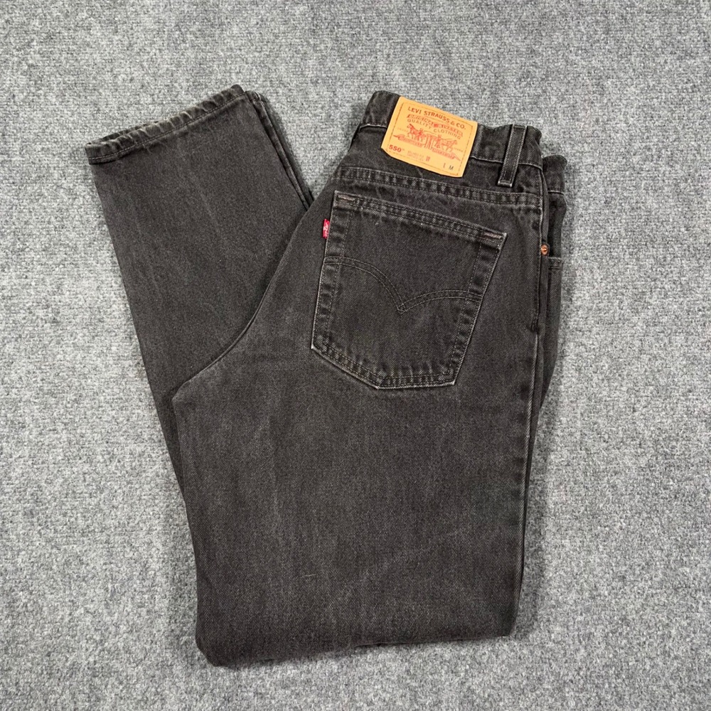 VTG Levi's 550 Relaxed Fit Tapered Leg Jeans Mens 31x31 Black Made In USA Faded